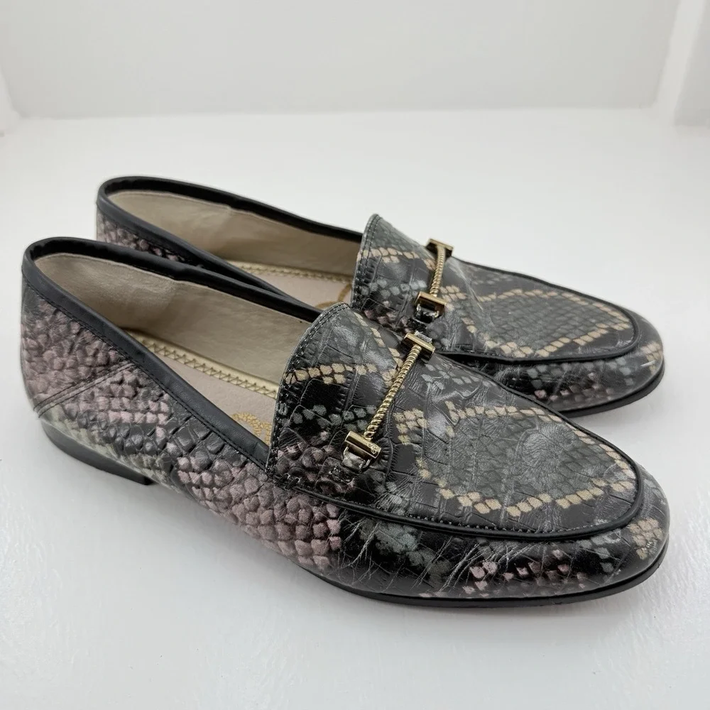 Sam Edelman Lior Wintergreen Snake Print Leather Bit Loafers Women's US Size 7 M